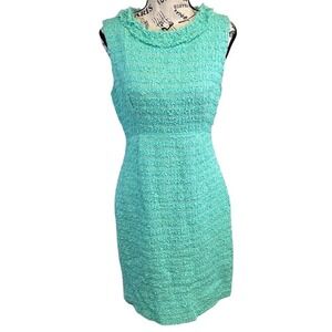 Kate Spade Women Tweed Sheath Dress Mint Green Sleeveless Career Cocktail 6